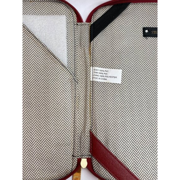 Steve Madden Red Faux Leather Glossy Zippered Tablet Case With Gold Logo Plate - Picture 10 of 14